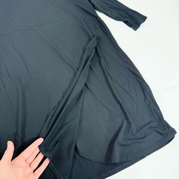 J. Jill Wearever Collection Dress Womens Large Black Solid 3/4 Sleeve Shift Midi - Picture 3 of 10